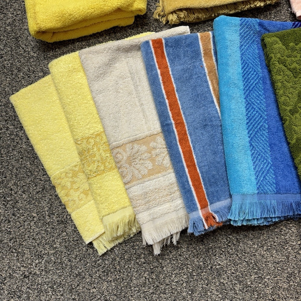 20 Vintage Towels Lot Retro MCM USA Fingertip Hand Bath Towel Wash Cloth - Picture 7 of 9